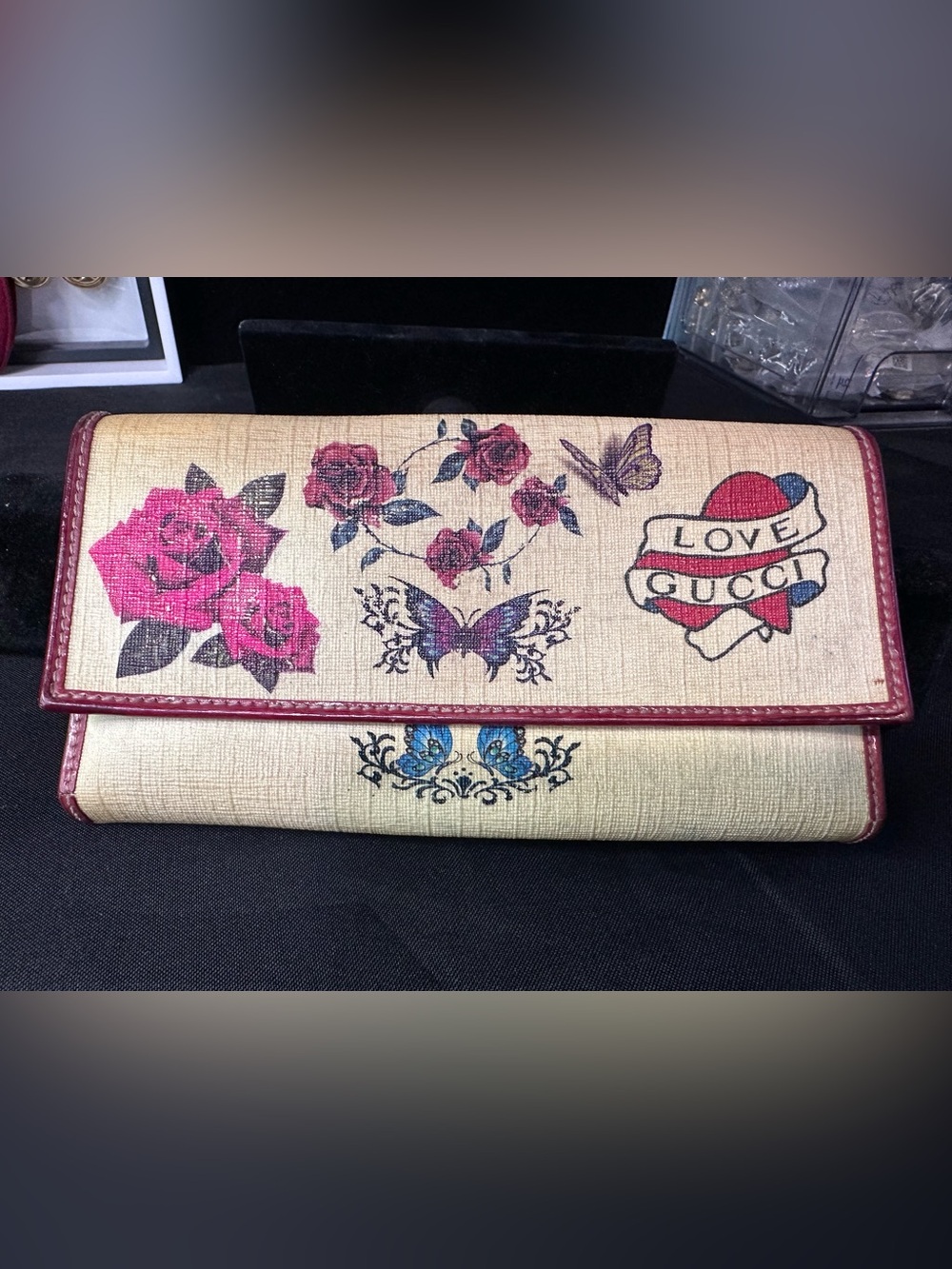 Vintage Love Gucci Tattoo PVC Coated Leather Continental Long Wallet